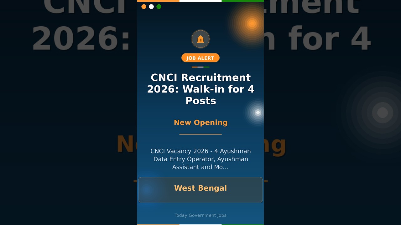 CNCI Recruitment 2026: Walk-in for 4 Posts