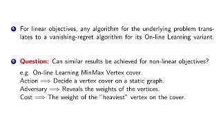 PGMO days 2020: Online learning for min-max discrete problems