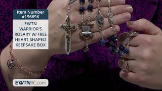19669K_EWTN WARRIOR'S ROSARY W-FREE HEART SHAPED KEEPSAKE BOX
