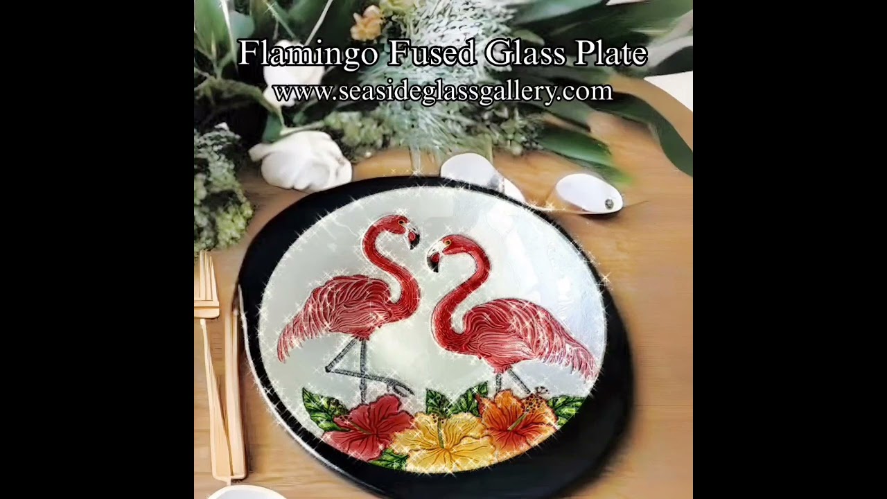 Fantastic Flamingo Fused Glass Plate