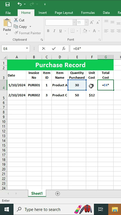 How to Create a Purchase Record in Excel | Simple Guide #PurchaseRecord #ExpenseTracking #Excel