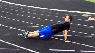 Reverse push-up position, leg lift - L/R