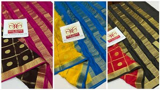 Exclusive Collection Of Pure Mysore Crepe Silk Sarees With Contrast Pallu | 100 GSM Thickness