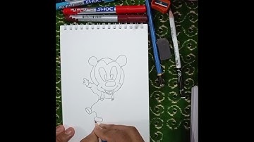 How to draw Little Mickey Mouse and color it - Easy step-by-step drawing lessons for kids...!