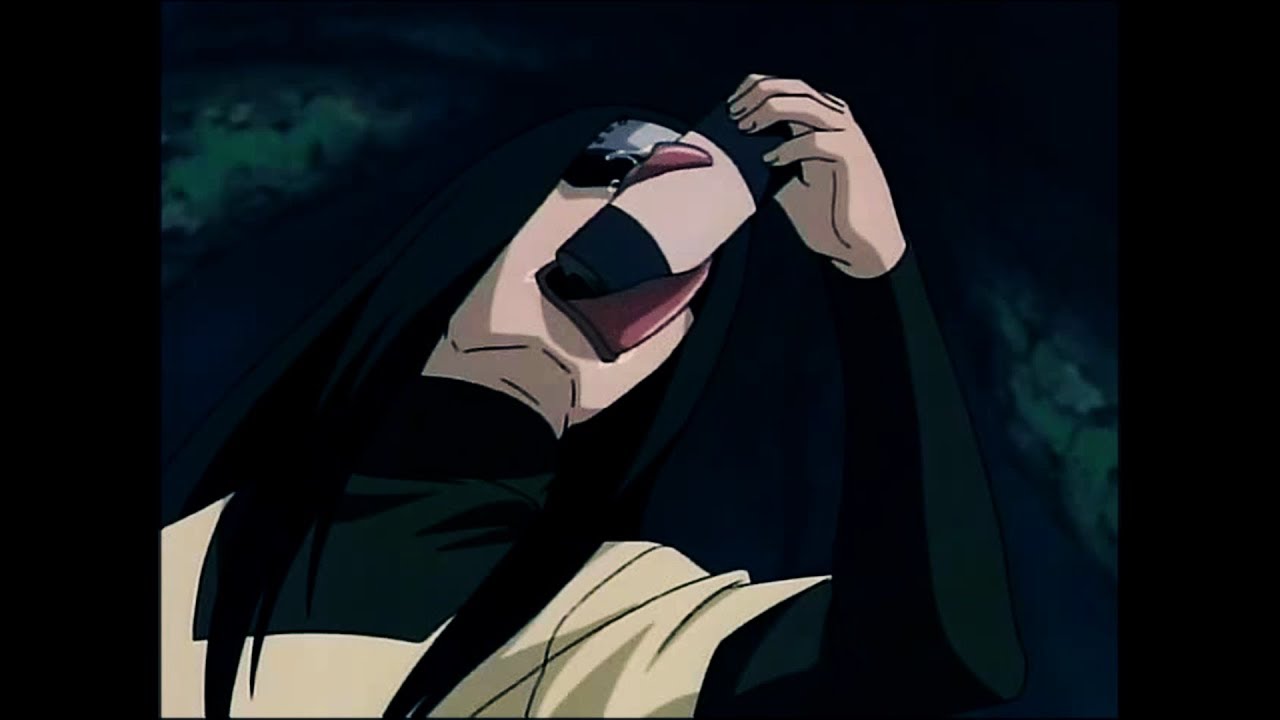 Orochimaru shows off his long tongue again and swallows the scroll in one g...
