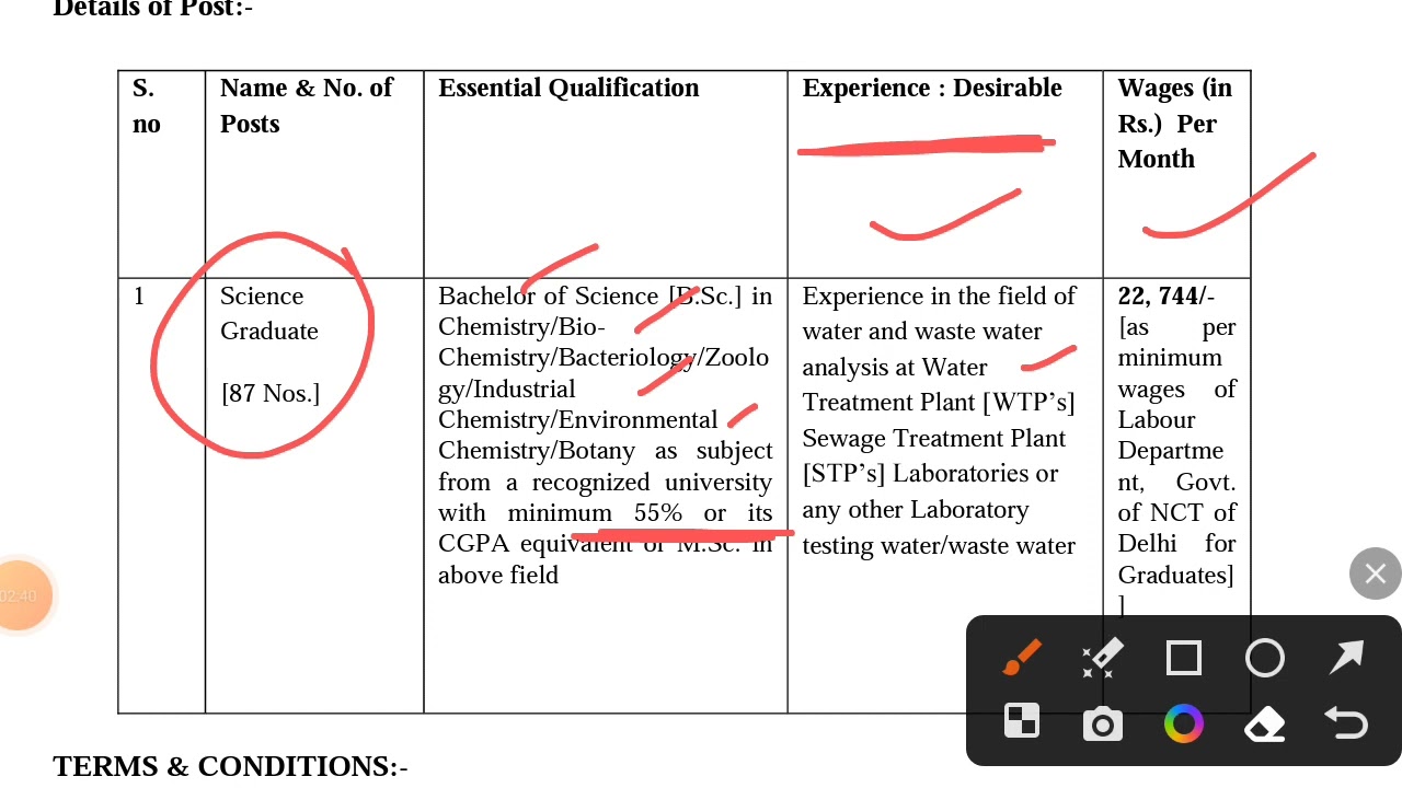 Delhi jal board vacancy | B.Sc. graduate | contractual post