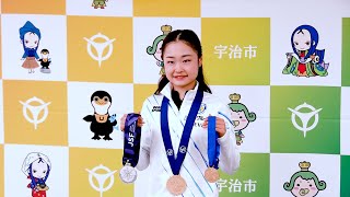 島田麻央選手に栄誉賞　世界ジュニア３連覇　京都府宇治市