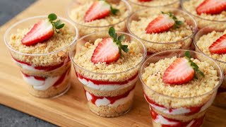 Delicious and light dessert in cups with berry filling!