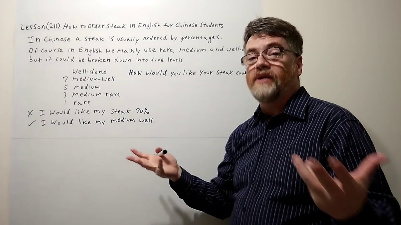 Tutor Nick P Lesson (211) How to Order Steak for Chinese Students