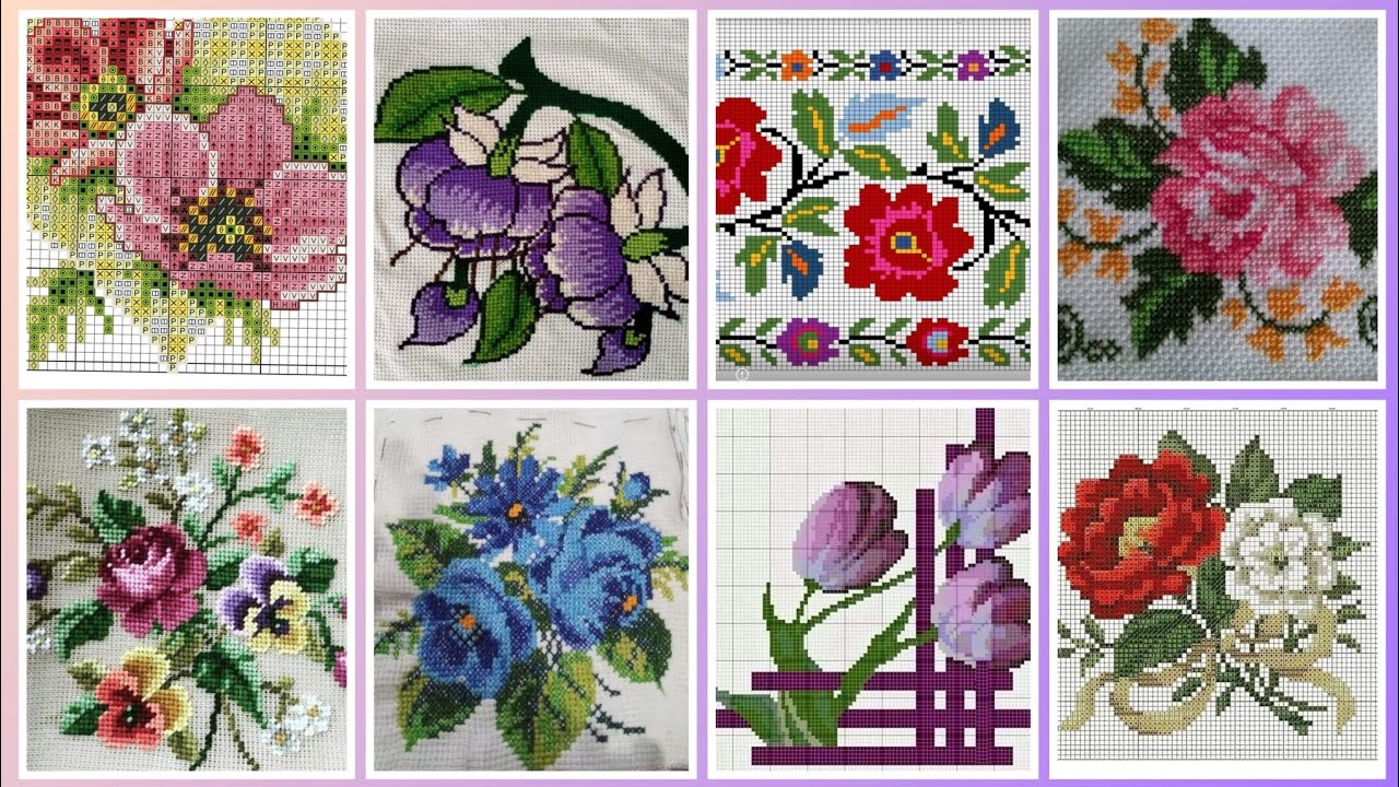 Более 100 потрясающих и элегантных схем для вышивки крестом с цветочными мотивами || Идеи для все...