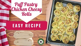 Puff Pastry Chicken Rolls | Cheesy Chicken Rolls |  How to Make Cheesy Chicken Filling Rolls