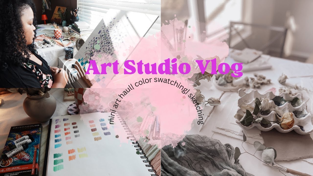 STUDIO VLOG 2: A DAY IN MY ART STUDIO|Art Haul|Color Swatching ...