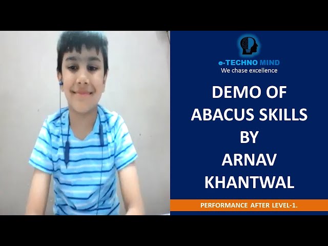 Arnav Khantwal - Abacus demo -Single digit addition & subtraction by visualization method.