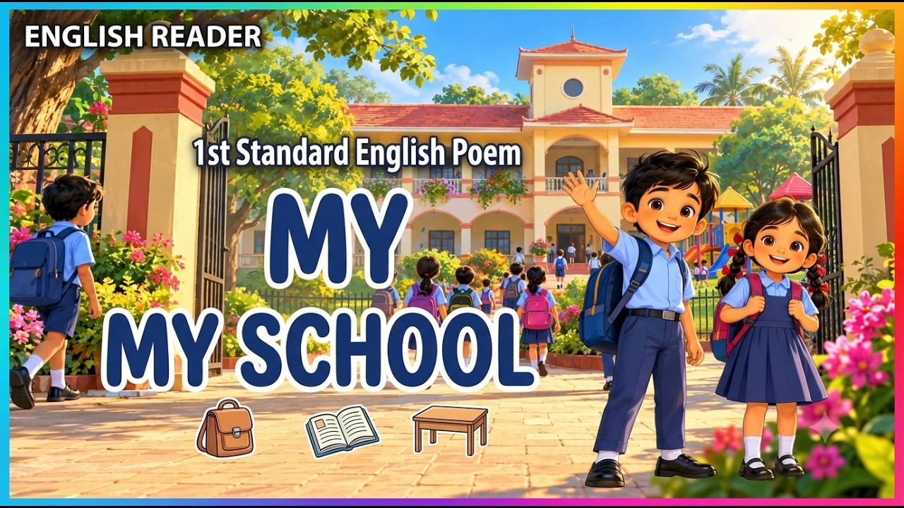 My school | 1st Standard English Poem | English Reader | Rhyme | Song ...