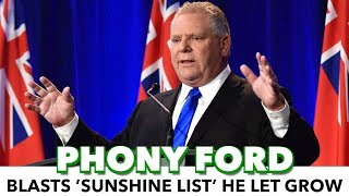 Phony Doug Ford Blasts ‘Sunshine List’ In Campaign Ploy