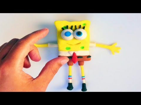 DibusYmas Spongebob Superheroes Play Doh STOP MOTION Video For Children 