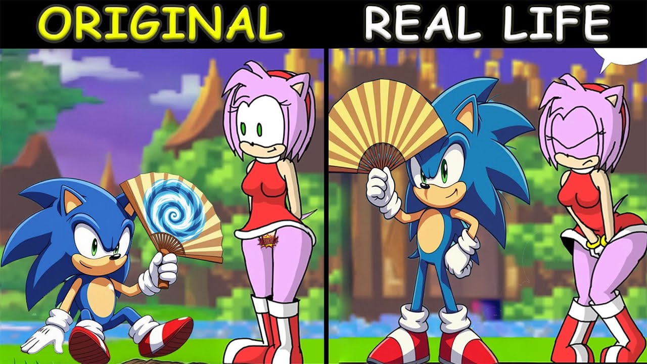 SONIC used hand fan to blew up Amy's skirt | Sonic The Hedgehog 3 Animation | Original vs Plush Toys