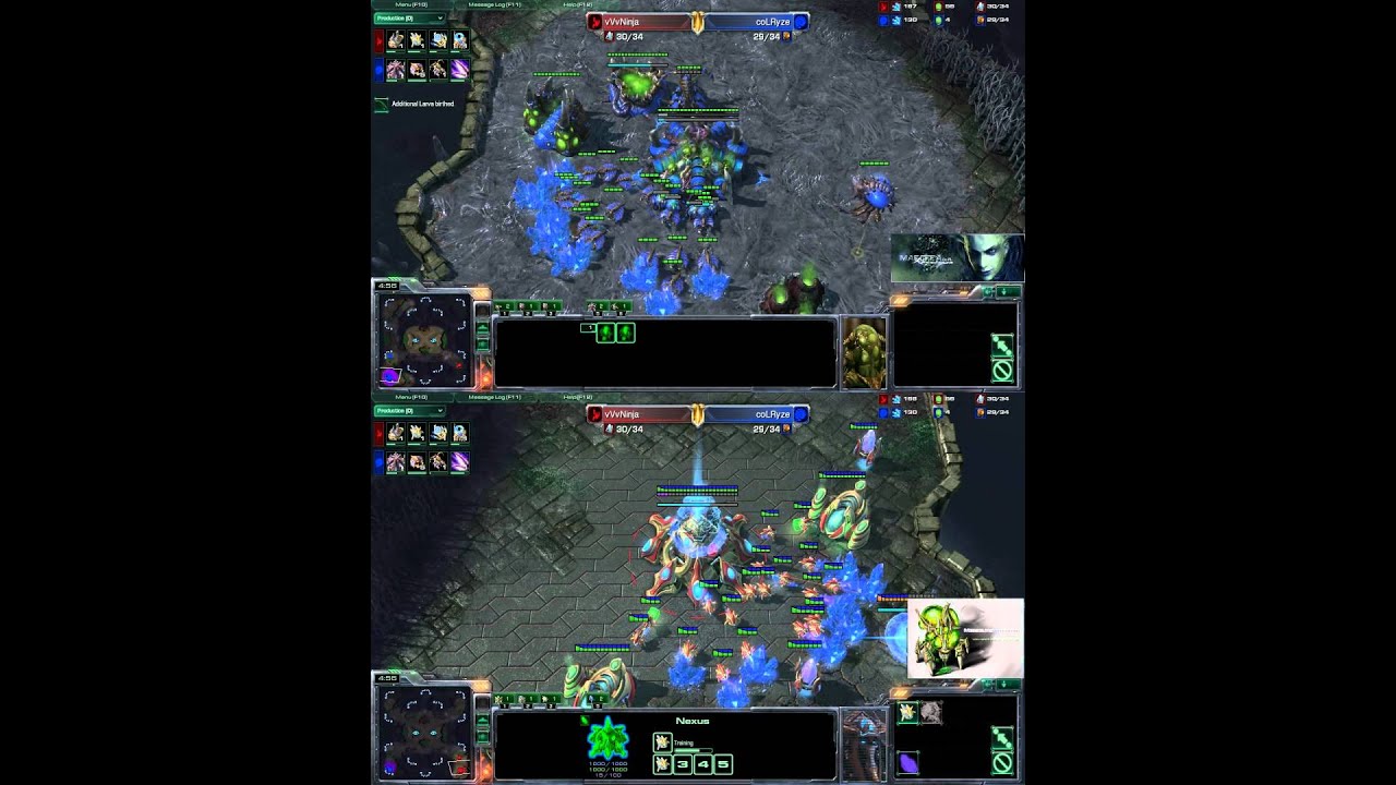 [SC2] vVvNinja Vs coLRyze : Views of 2 players Starcraft II :