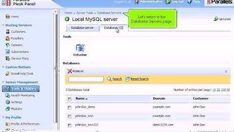 How to configure and manage Database Servers in Plesk