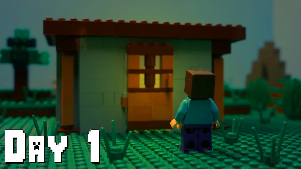 ไมคราฟ1  2022 New  LEGO Minecraft Survival Day 1 (Stop Motion Animation)