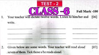 Class- 6: ENGLISH: TEST -2 (1st Class): Odia Medium