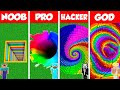 Minecraft Battle: NOOB vs PRO vs HACKER vs GOD: RAINBOW TUNNEL PIT HOUSE BUILD CHALLENGE / Animation