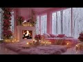 Warming the Soul on a Winter Night with Snow Wind Outside and Fireplace Fire Inside