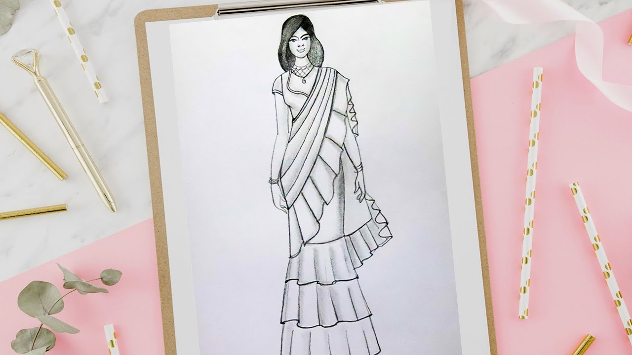 13306 Saree Drawing Images Stock Photos  Vectors  Shutterstock