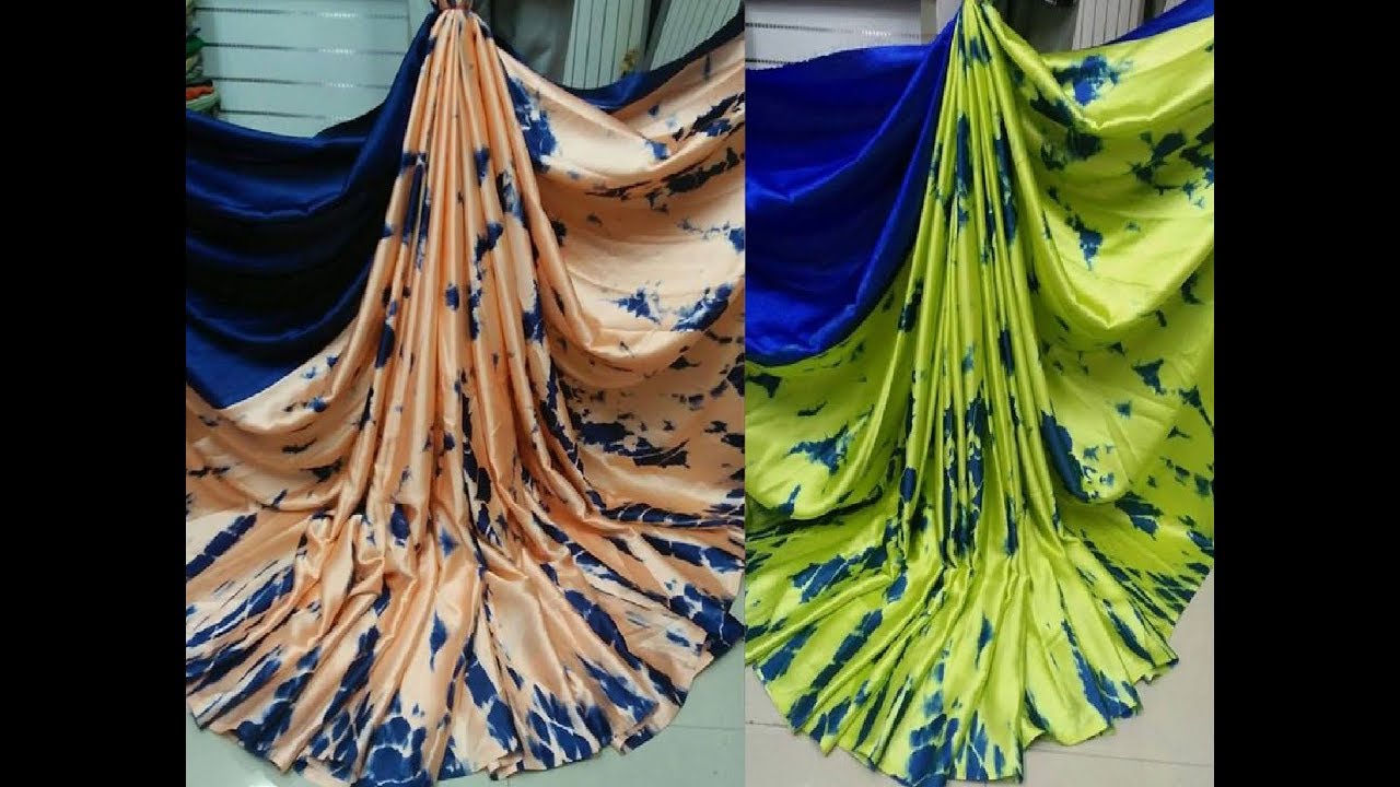 Satin Crape Silk Shibori Print Sarees || pure satin crape soft silk saree with price