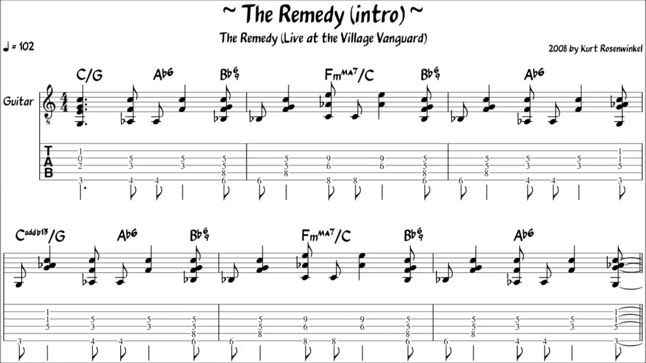 Kurt Rosenwinkel The Remedy (intro) Guitar Transcription YouTube