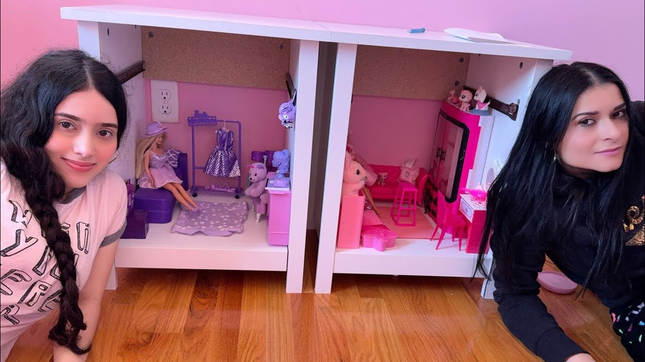 RETO CON MI HIJA LA QUÉ DECORE EL MEJOR CUARTO DE BARBIE DE COLORES GANA (Rosado Vs Morado)