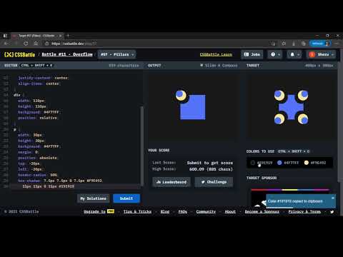 CSS Battle Target #57 | Pillars | All cssbattle.dev solutions