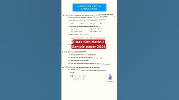 10th STD Algebra Sample Paper 2025 | Maths 1 Sample Board Paper 2025| #class10maths  #class10algebra