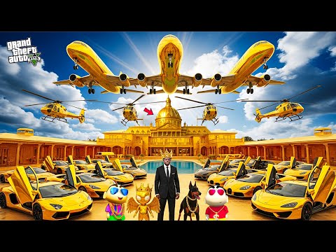 Franklin Become BILLIONAIRE! Life Gold King in GTA 5 | SHINCHAN and CHOP