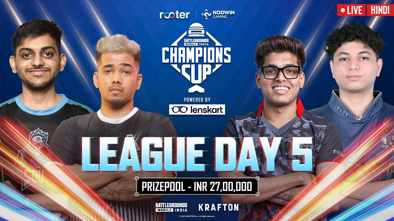 [HINDI] Rooter x NODWIN BGMI Champions Cup || League Stage Day 5 || @Rooter @lenskart