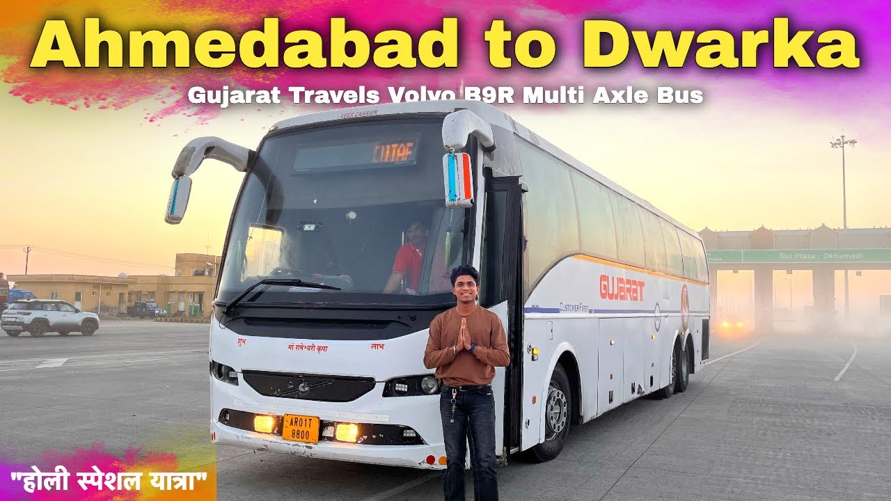 Ahmedabad to Dwarka in Gujarat Travels Volvo B9R Multi Axle Bus | 