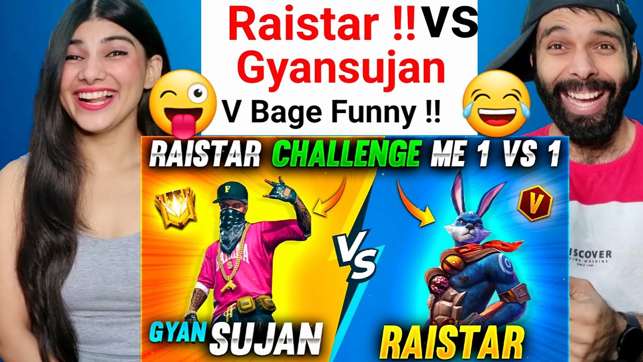 Raistar Vs GyanSujan 1 vs 1 Challenge V Badge | Free Fire Gyan Gaming Raistar Reaction !!