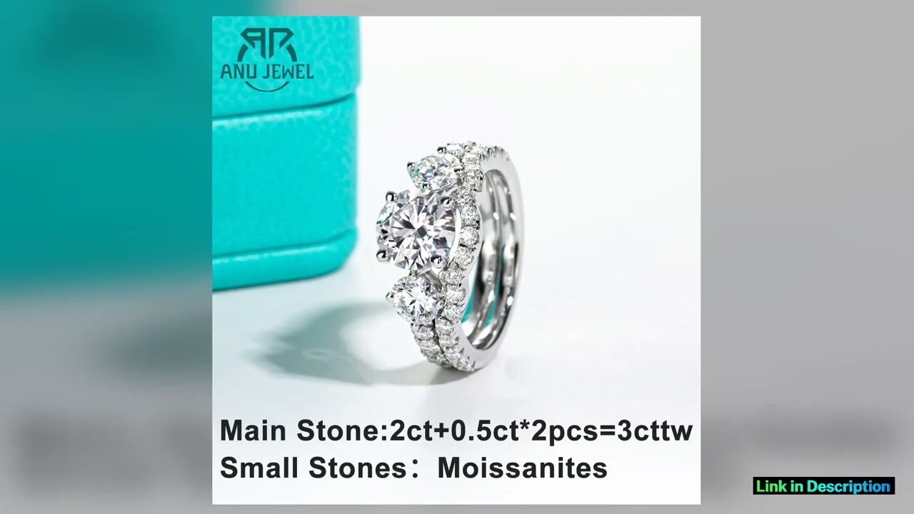 AnuJewel 37cttw D Color Moissanite Wedding Rings Bridal Set 925 Sterling Silver Engagement Rings
