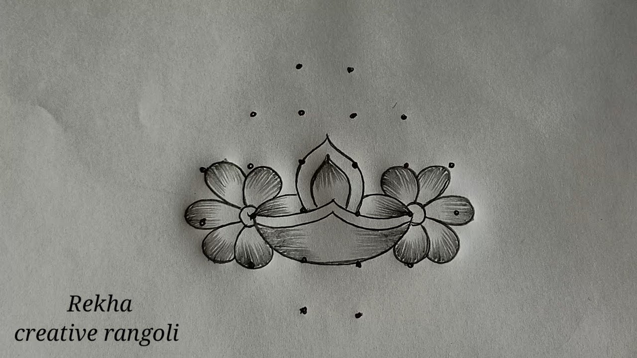beautiful deepam rangoli (6*2*2) | creative flower rangoli | latest kolangal