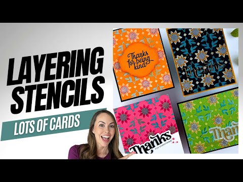 Use What You Have! Layering Stencils and Colored Card Stock + Lots of Cards! #cardmaking