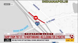I-65 NB on ramp from 71st Street to close for bridge project
