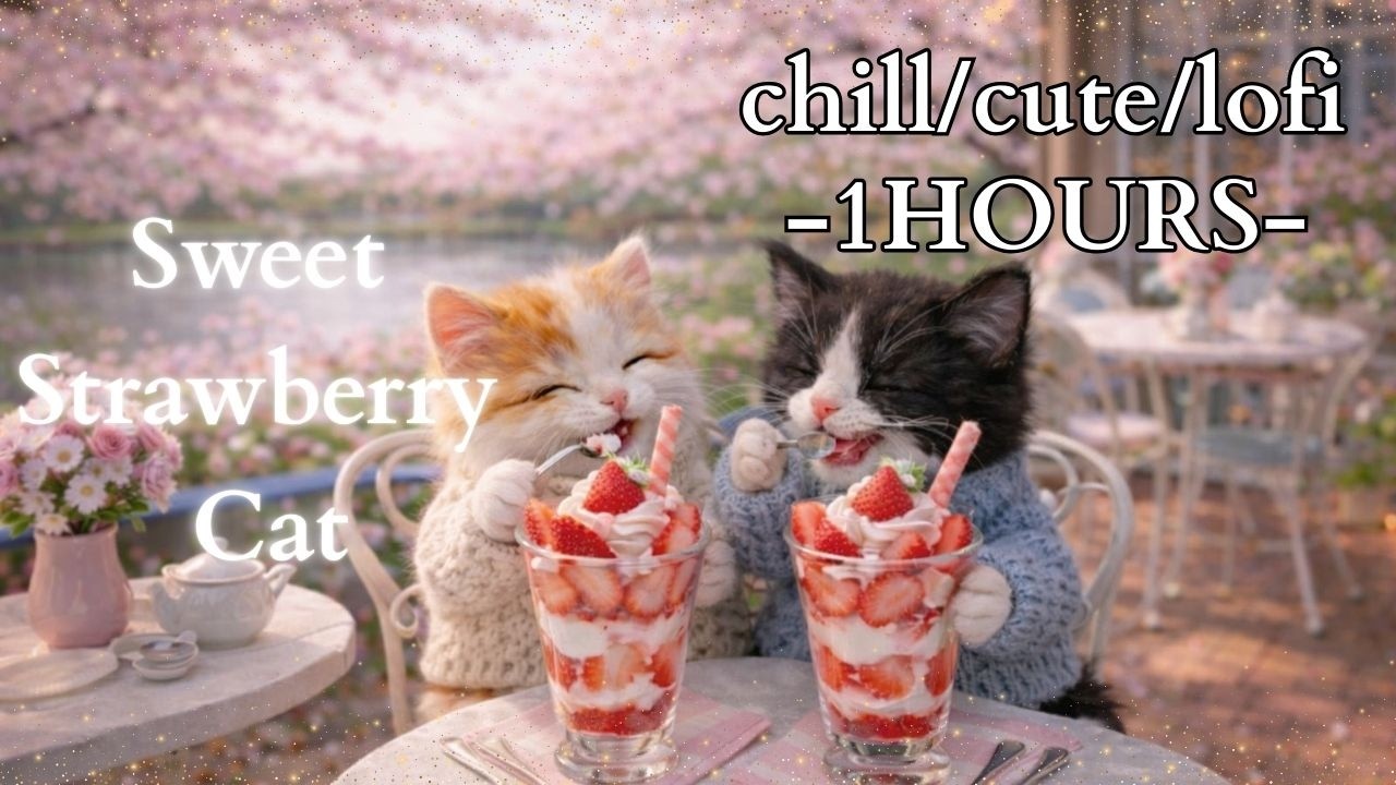 [playlist]🍓当たり前なものほど大切🍓苺パフェと甘い猫時間😸kawaii cute chill  lofi BGM for study 🌸