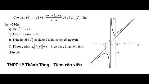 THPT Lê Thánh Tông: Toán 12: Tiệm cận xiên: Đúng/Sai: Cho hàm số y=f(x)=ax^2+bx+c/x+n có đồ thị (C)
