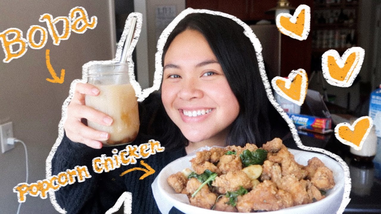 homemade boba + popcorn chicken alizakooks YouTube
