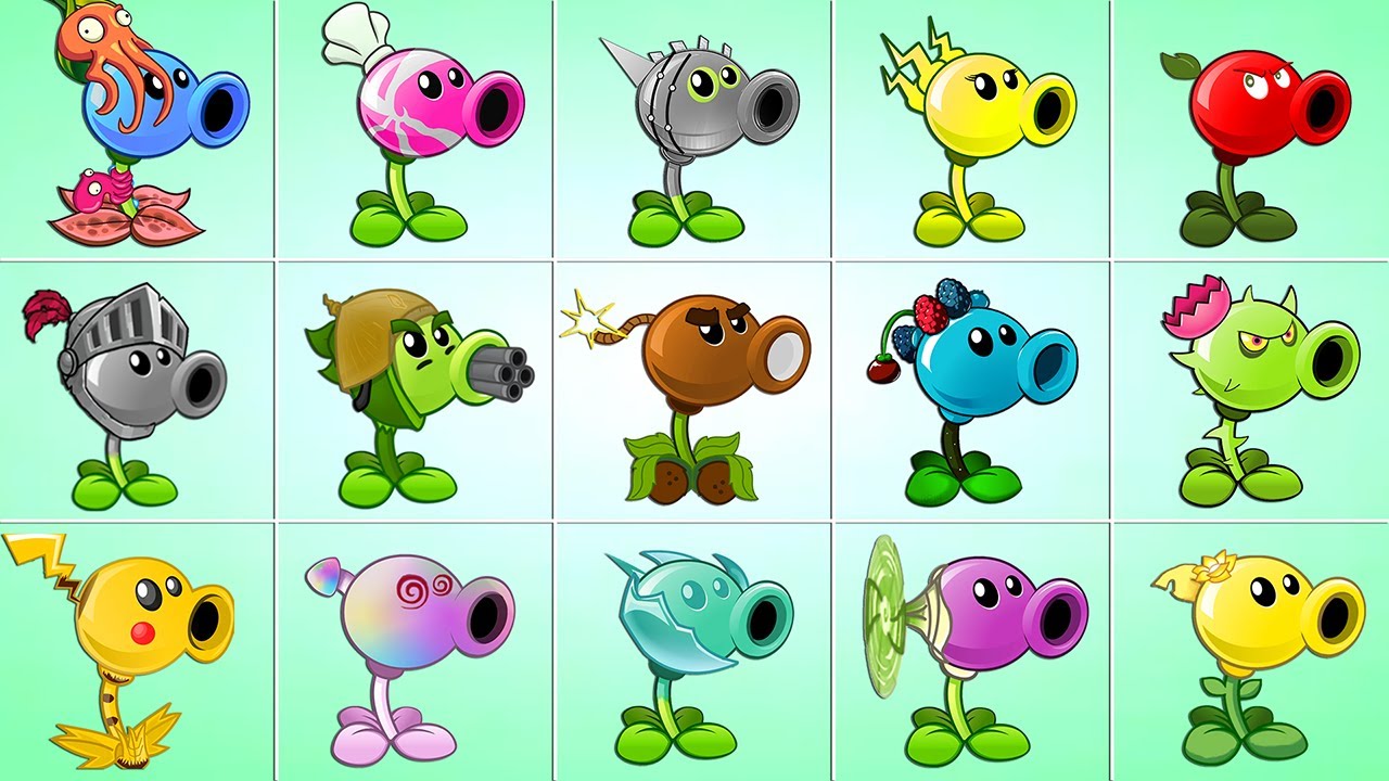 All PEA Plants Power-Up! in Plants vs Zombies 2 - YouTube