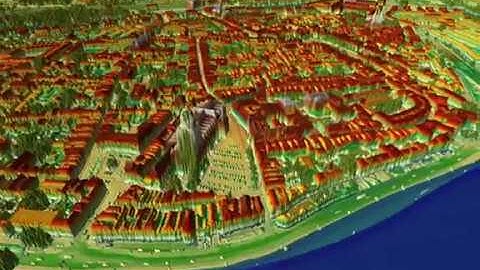 LIDAR 20170623 Deventer city center flythrough visualization of LIDAR data from AHN2