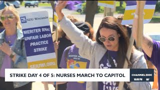 Strike day 4 of 5 nurses march to Capitol