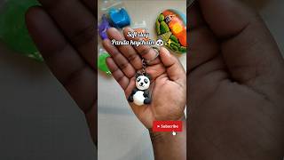DIY soft clay panda keychain 🐼✨ #diy #craft #clayart #art #panda  #keychain #trending #shorts