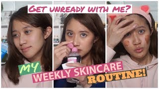 Get unready with me? MY WEEKLY SKINCARE ROUTINE | Bahasa