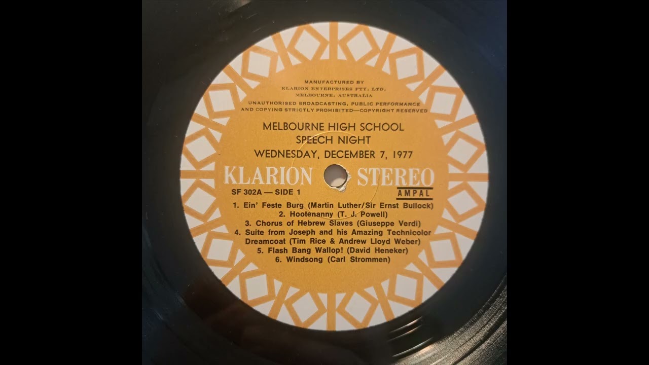Melbourne High School Speech Night 1977